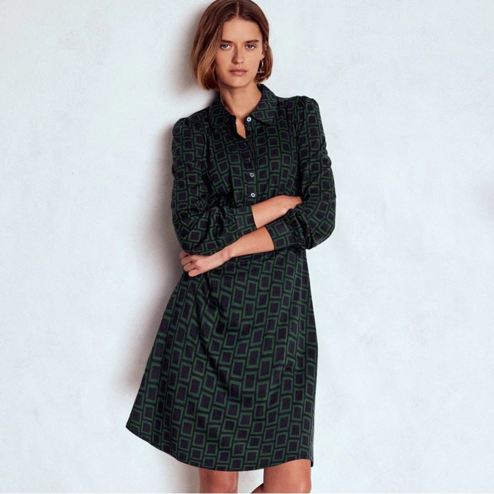 Boden • Orla Short Jersey Shirt Dress Geometric